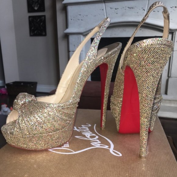 Christian Louboutin Shoes - Christian Louboutin Jenny 150 Slingback Heels Gold